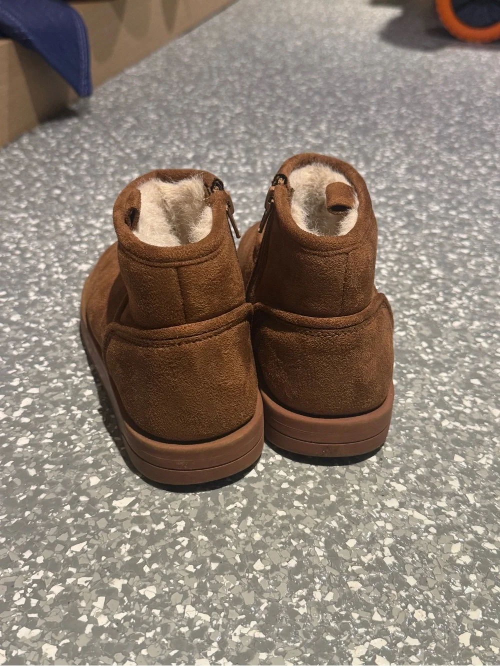 Zara Kids Brown Suede Fleece-Lined Ankle Boots